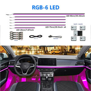 18/22 in 1 Symphony Car Acrylic Ambient Lights RGB Universal LED Strip Interior Neon Streamer Rainbow Lamp Kit APP Comtrol