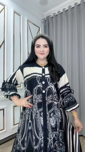 Warkiya – Dress Wanita Katun Rayon Lengan Panjang Busui Kancing Depan Mayung Elegan
