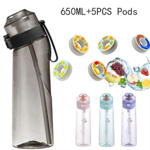 Motion Water Bottle 650ml Sports Alr Up Drinking Bottle 5 Fruit Fragrance Pods Water Cup for Outdoor Camping Fitness Fashion