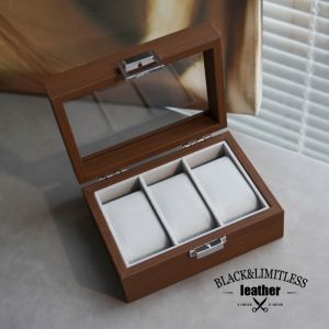High-End Wooden Watch Storage Box Display Packaging Gift Box Black Cherry Wood Grain Mechanical Wristwatch Case Organizer