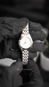 Jam Tangan Wanita Casio LTP-1129G-7B Analog White Dial Dual Tone Stainlees Steel  Band
