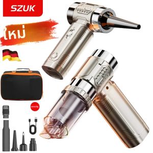 พัดลมเป่าลมขนาดเล็ก SZUK NEW มอเตอร์ไร้แปรงถ่านแบบเทอร์โบพัดลมมือถือไร้สาย พัดลมดูดอากาศแบบพกพาทรงพลังสำหรับรถยนต์