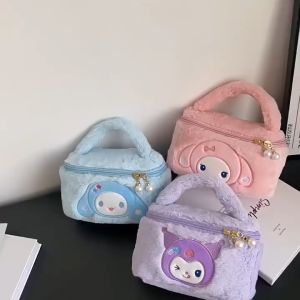 Tas Kosmetik Bulu Halus / Pouch Serbaguna Motif Karakter / Tas Tangan Bulu Halus Lucu