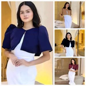 Plain Color Modern Filipianiana Bolero - XS to Large - xs to large - classy and elegant - premium fabric - excellent quality - fabric from abroad - premium quality - mall quality - multi way to wear - for dress skirt and trousers - color: black