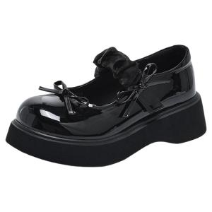 Josiny | Black Japanese Style Jk Lolita Mary Jane School Shoes with Thick Sole