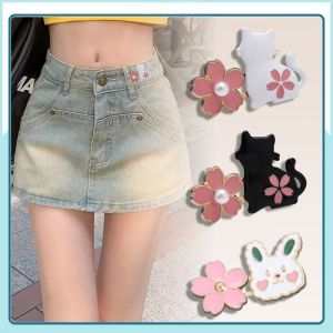 ดอกไม้ ทรงแมว หัวเข็มขัดผูกเอว ไม่ต้องเจาะรู ขนาดเอวเปลี่ยนจากใหญ่ไปเล็กได้ กระชับ กระดุมคงที่