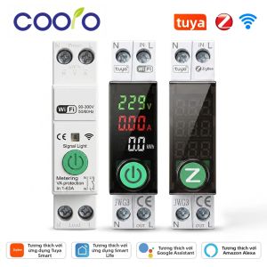 Công Tắc Thông Minh Tuya 63A 1P+N WiFi/ZigBee Tích Hợp Đồng Hồ Đo Năng Lượng Chức Năng Hẹn Giờ Rơle Bảo Vệ Điện Áp Dòng Điện MCB Tương Thích Với Alexa