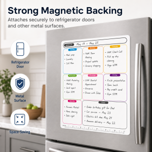 Rainbow Color Dry Erase Weekly Planner Magnet Reusable Magnetic Whiteboard for Fridge Kitchen & Office Schedule Organizer