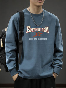 Loose Fit Long Sleeve Cotton T-Shirt for Men Summer New Style Casual Brand Printed Geometric Pattern round Neck Top Shirt