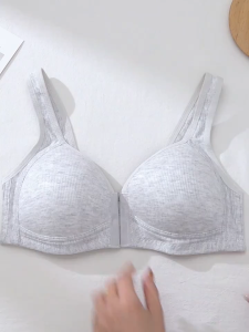 FallSweet Cotton Front Buckle Bra For Woman Non-wired Full Cup Breathable Bralette Push Up Underwear Plus Size 32-40