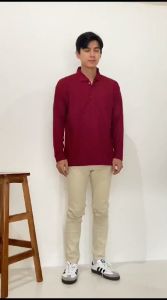 Kaos Kerah Marun Lengan Panjang 100% Katun PREMIUM QUALITY