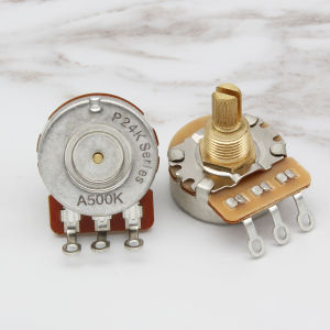 FLEOR 2PCS กีตาร์ Potentiometers Fine 24-spline ทองเหลืองเพลาหม้อ 500 K/250 K ยาว/สั้นเพลาเลือกอะไหล่กีตาร์