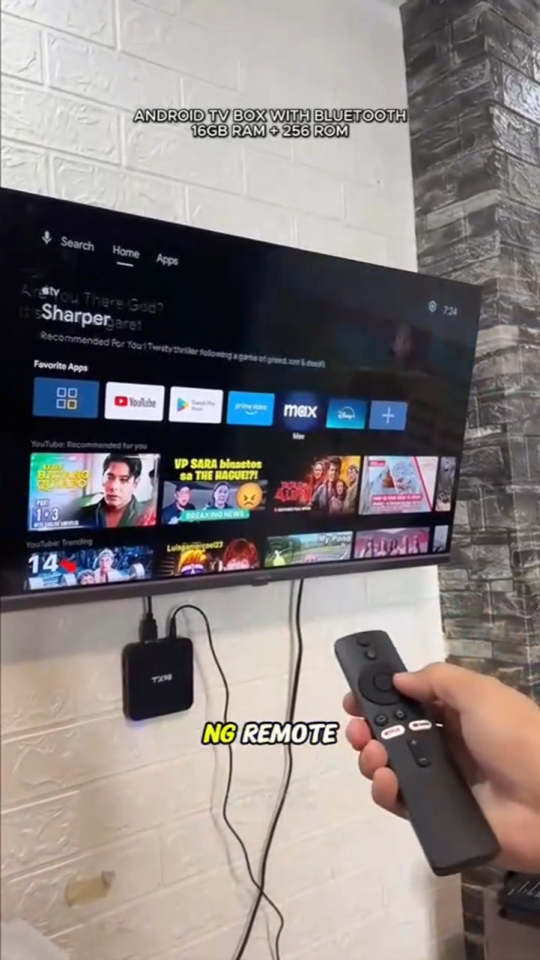 EXPOSE TV Stick TV Box TX98 HD Android 16+256GB WiFi Bluetooth Voice Remote Control H313 Google ATV 3D Media Player