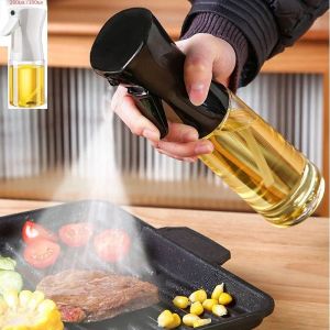 200ml 300ml สเปรย์น้ํามันขวดครัว BBQ Cooking Olive Oil Dispenser Camping Baking น้ําส้มสายชูที่ว่างเปล่าซอสถั่วเหลือง Sprayer คอนเทนเนอร์