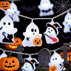 1.7m 10led Halloween Fairy LED String Light Battery Powered Halloween Christmas Party Decoration Witch Pumpkin Mummy Angel Spider Web