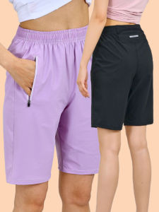 Quần Thể Thao Ice Silk Nhanh Khô Cạp Cao Thường Ngày Cho Nữ Quần Short Chạy Bộ Thể Dục Mùa Hè Mỏng Màu Đen Quần Áo Thể Thao
