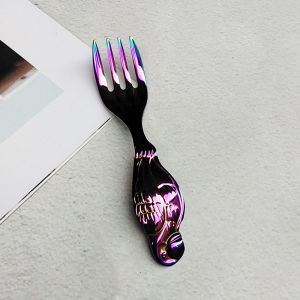 Portable Childrens Fruit Fork Creative Cartoon Animal Carving Food Grade Stainless Steel 18/10 Dining Utensils from China
