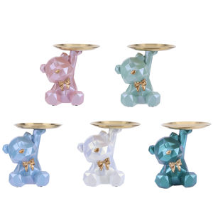 【New Arrival】 Bear Storage Tray Bear Tray Statue Multifunctional Key Holder Figurine Decorative Jewelry Candy Tray for Tabletop Decor