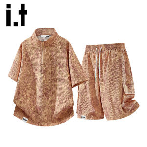 izzue | Cool Lightweight Bubble Gauze Tie-dye Ice Silk Set For Men
