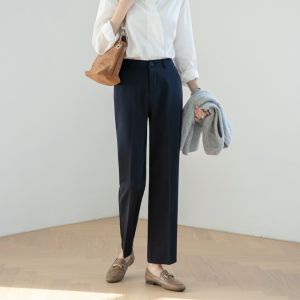 กางเกงขายาวทรงตรงเอวสูงสำหรับผู้หญิง ทรงหลวม ทรงสลิมฟิต ทรงหลวม กางเกงขายาวทรงสตรีทสไตล์เกาหลี