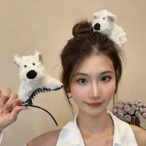 1pc cute plush white dog hair clip for autumn and winter side hairpin bun claw clip duckbill clip