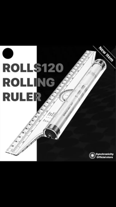 ROLLS120 Rolling Ruler Versatile 12-Inch Measuring and Drafting Tool for Squares Angles Parallel Line Drawing Roller Ruler, Rolling Parallel Ruler