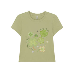 Clover Printed Womens Short Sleeve T-shirt Summer
