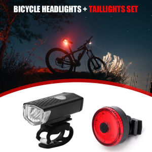 [Arrived within 3 days] Bike Bicycle Light Set Headlight + Taillight USB LED Rechargeable Set Mountain Cycle Front Back Headlight Lamp Flashlight rechargeable light bike headlight
