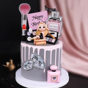 Cosmetic Decoration Lipstick Perfume Cake Toppers for Girs Birthday Party Mothers Day Moms Birthday Decor Bride Party Cupcake