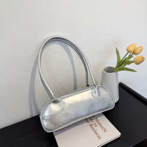 กระเป๋าสะพายไหล่แบบสั้นสไตล์ฝรั่งเศสสำหรับผู้หญิง กระเป๋าแฟชั่นระดับไฮเอนด์ กระเป๋าแบบมีซิป ทรงสี่เหลี่ยมแบน กระเป๋าแฟชั่น