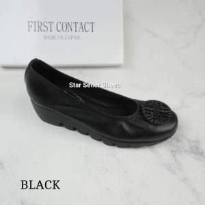 First Contact Pala Bulat Sepatu Kulit Wanita Made Japan