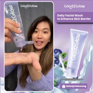 GLAD2GLOW Blueberry Ceramide Low pH Gel Cleanser | sabun cuci muka Acne Prone Skin Friendly Facewash