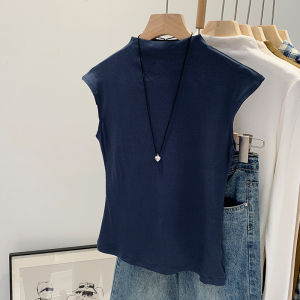 Retro American Hong Kong Style Half High Collar Sleeveless Slim Fit Vest Women Summer New Style Outerwear Top Fashion Trend