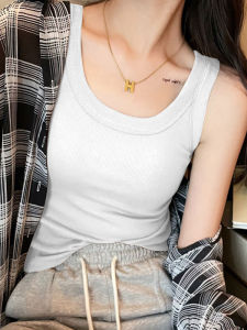 Áo Ba Lỗ Không Tay Màu Trắng Cho Nữ Mùa Hè 2025 Áo Sơ Mi Cơ Bản Mới Modal Thắt Lưng Co Giãn Thường Ngày Áo Ba Lỗ Không Tay