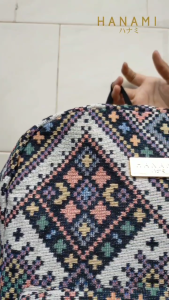 HANAMI Tas Ransel Aneisha Kekinian kuliah Fashion Simple Wanita kerja Motif Hitam Unik Terbaru TA1135B5 Backpack