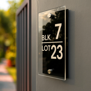 LE Acrylic House Number Address Double Black Gold White Silver Standard Double 9.5 x 4.3 in (3mm) w/ bolts