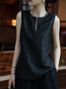 UYFY | Elegant Black Cracked Skin Sleeveless Womens Top Summer 2025 New Style Slimming Luxury High-End Sensation Stylish Blouse