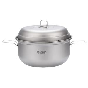 Tiartisan | Outdoor Titanium Pot with Steaming Plate 2.1L