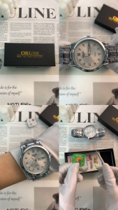 [Gift][With Box]ORUSS Original Men Dual Calendar Luxury Stainless Steel Luminous Watch Analog Waterproof Fashion Korean Automatic Quartz Wrist Watch For Men