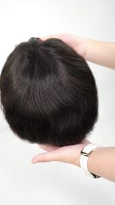 Men Human Hair Toupee 0.06mm Thin Skin Pu Male Wig Man Hair Prosthesis Natural Black Male Hair Replacement System Remy Hairpiece