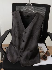 Genuine Product Clearance Counter Export Suit Vest Womens Short Silm V-neck Satin Jacquard Vest Waistcoat Vest