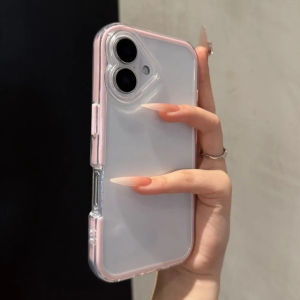 สีลูกกวาดโปร่งใส 2 IN 1 นุ่มเคสโทรศัพท์PTUสําหรับiPhone 16 15 14 Plus 13 12 11 Pro Maxกันกระแทกป้องกันฝาครอบ
