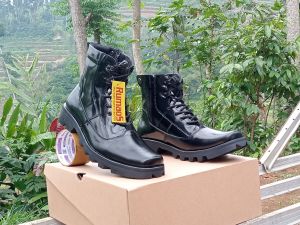 RUMAOS sepatu PDH boots sol radial hitam kilap kulit premium DISHUB