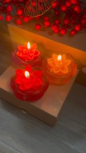 Nến hoa sen nến sáp thơm hình hoa sen dâng bàn thờ phật giáo bàn thổ địa dùng cho lễ cúng dường cúng mụ không khói an toàn