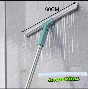60CM /50CM (1xFree refill )Floor Wiper Scraper 180° Degree Rotatable Silicone Squeegee Magic Broom