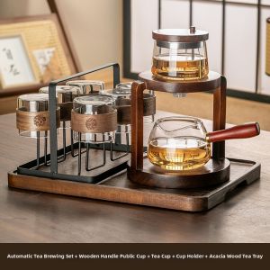 CRISTALGLASS | Automatic Press Type Glass Tea Set High-end Kung Fu Teacup and Teapot