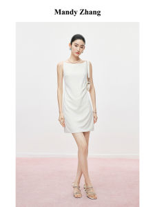 One-Shoulder White Wedding Dress Halter Strap Summer Short Dress
