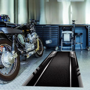 1Pieces Black sporty and dynamic style motorcycle seat cushion,Racing Car、Locomotive、Motorcycle and bicycle parking mat,Long rug