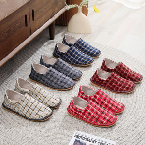 Spring and Autumn Two-Way Wear Fabric Bag Heel Cotton Slippers Male and Female Home Bedroom Non Slip Soft Bottom Mute Floor Cotton Shoes