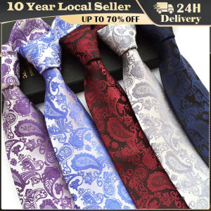 Ricnais New Arrival Mens Paisley Tie Silk Necktie 8cm Fashion Classic Red Black Neck Ties for Man Business Wedding Party